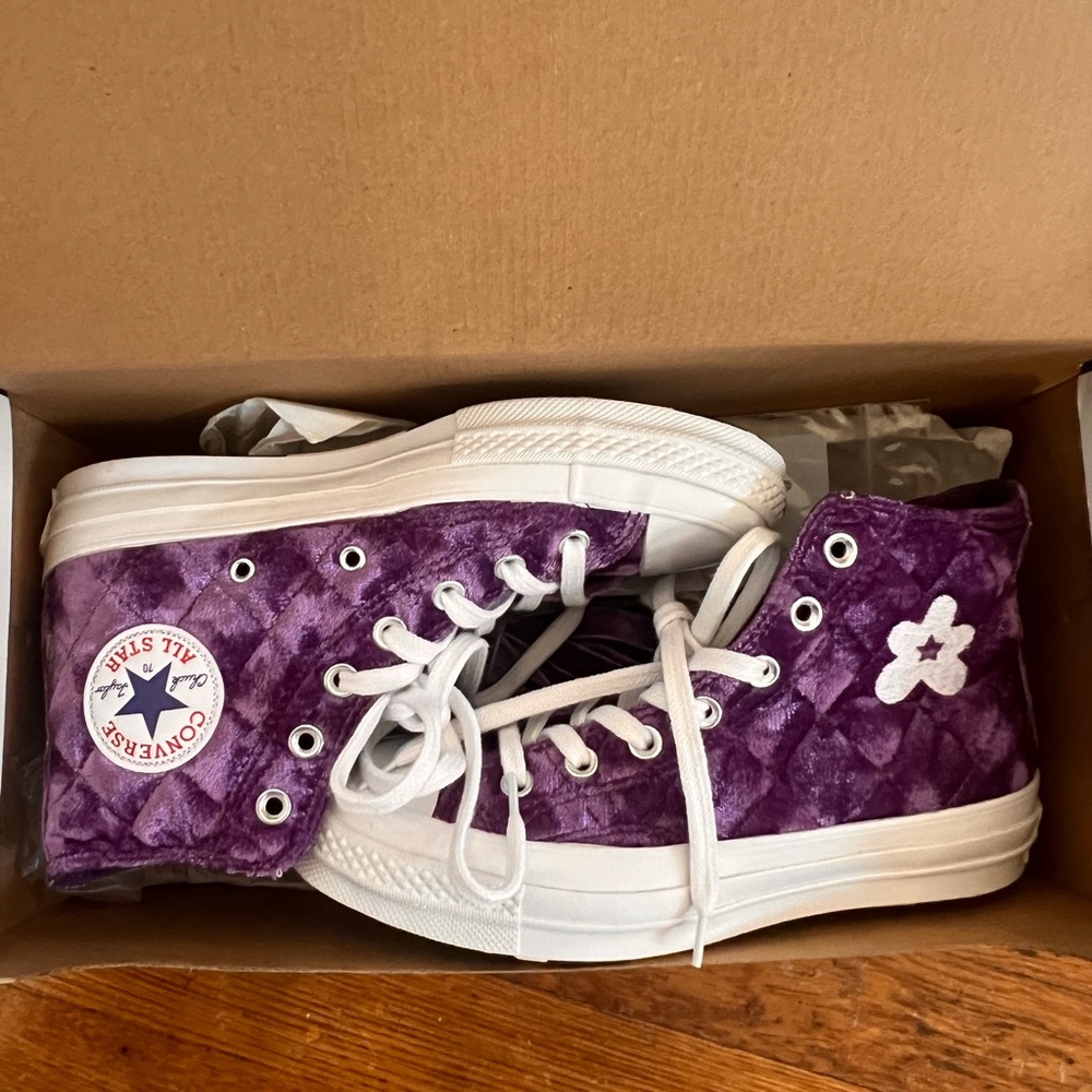 * NWB* Converse x Golf Le Fleur Purple Velvet High Tops | Sz 7 - Picture 6 of 9